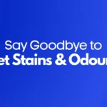 Blue banner reading Say Goodbye to Pet Stains and Odours