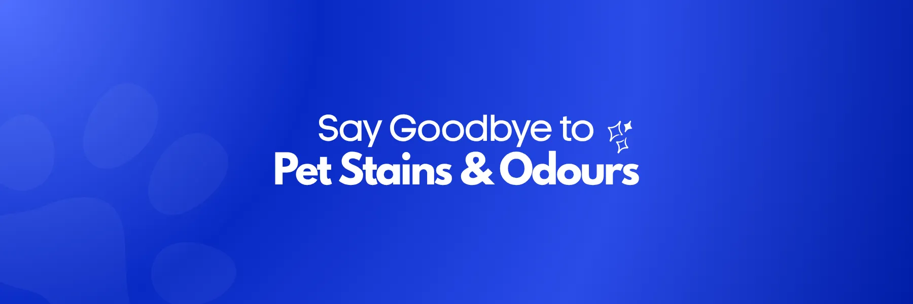 Blue banner reading Say Goodbye to Pet Stains and Odours